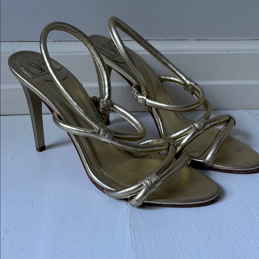 Diane Von Furstenberg Metallic Gold Heels